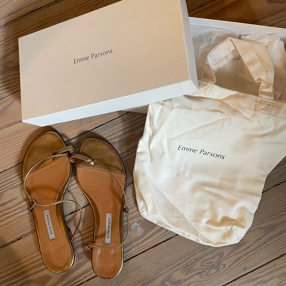 Emme Parsons Susan Slide sandals in Antique Gold